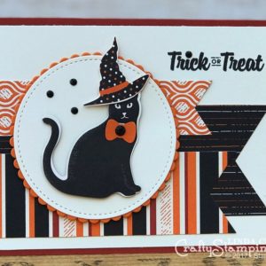 Spooky Cat in the Hat | Stampin Up Demonstrator Linda Cullen | Crafty Stampin’ | Purchase your Stampin’ Up Supplies | Spooky Cat Stamp Set | Spooky Night Designer Series Paper | Stitched Shapes Thinlits | Cat Punch