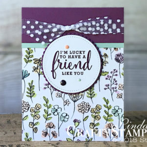 Love What You Do - Friend Like You | Stampin Up Demonstrator Linda Cullen | Crafty Stampin’ | Purchase your Stampin’ Up Supplies | Love What You DO stamp set | Share What You Love Designer Series Paper | Faceted Dots | Whisper White 5/8 Polka Dot Tulle Ribbon